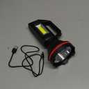 Rechargeable Spotlight Flashlight, High Lumens Handheld Spotlight,LED Searchlight with Shoulder Strap and USB Output for During Hurricane,Emergency, Storms, Outages,Hunting , Hiking, Camping(Black1)