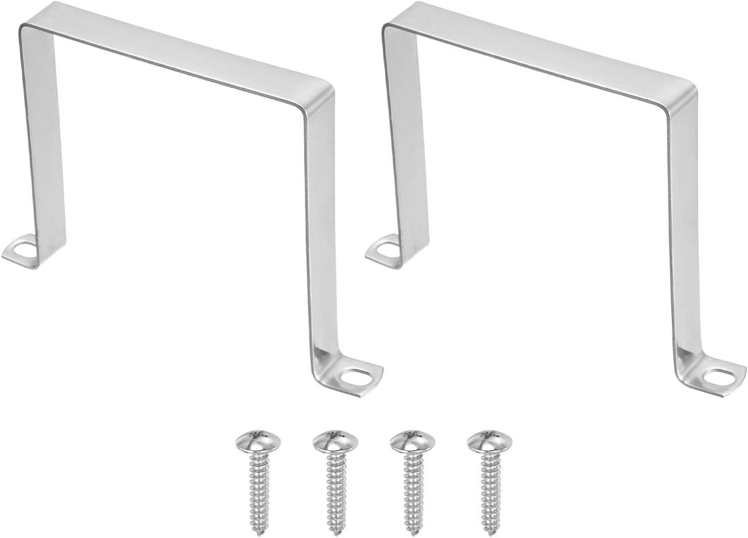 uxcell 2pcs 4.7" x 4.7" 120x120mm Square Pipe Clamp, 304 Stainless Steel U Shaped Connector Bracket Heavy Duty Tube Strap Buckle with Self-Tapping Screws for Tube Installation