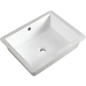 20 Inch Undermount Bathroom Sink Rectangle Undermount Sink White Ceramic Under Counter Bathroom Sinks with Overflow (19.7"x15.7")