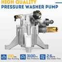 TOOLCY 7/8" Shaft Vertical Pressure Washer Pump - Rear Inlet/Outlet Max 3100 PSI @ 2.5 GPM OEM & Power Washer Pump for Gas Washer, Replacement for Simpson, Honda etc