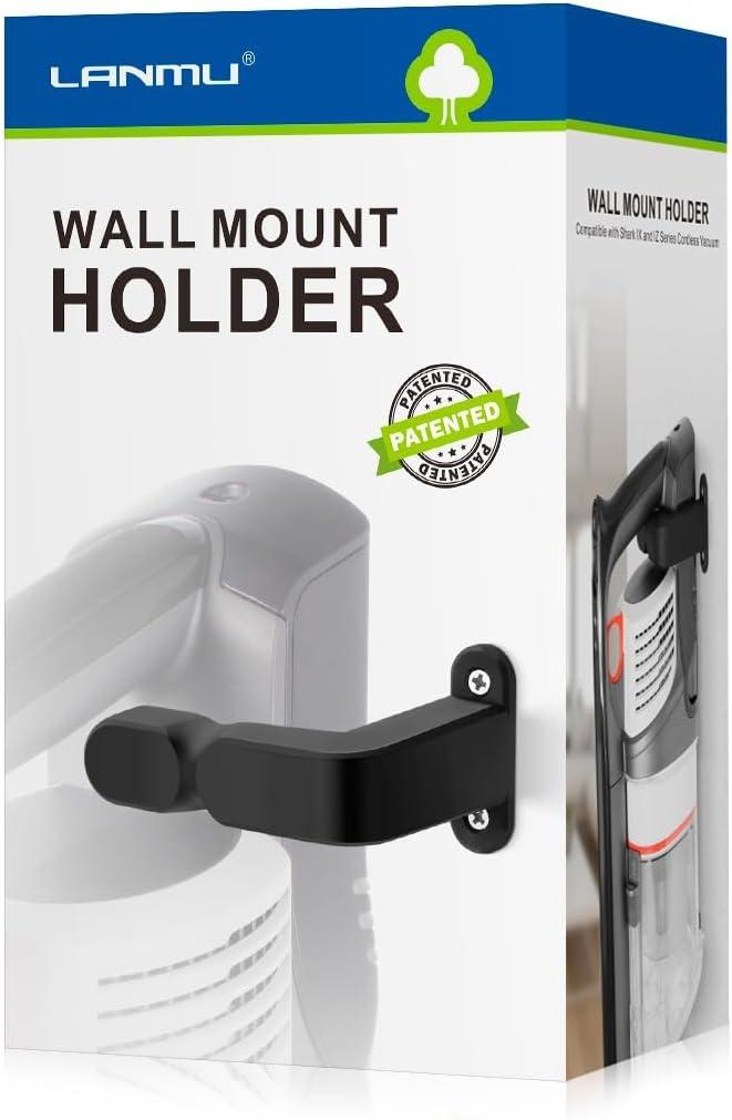 LANMU Wall Mount Holder Compatible with Shark IX141 IX141AMZ IZ377H IZ376H IZ387H IZ462H IZ163H IZ363HT IZ682H Pet Cordless Stick Vacuum, Handheld Vac CH951 and V10 V11 V12 V15 Vacuum Cleaner (Black)