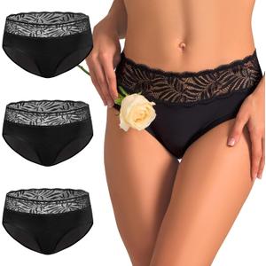 Battewa Leak Proof Underwear for Women Full Cover Incontinence Underwear Pee Proof Adult Briefs Washable Overnight, Large, Black 3