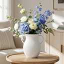 Nordic Minimalist 10 Inch Tall White Ceramic Vase, Modern Flower Vase for Dried Pampas Grass and Fresh Bouquets, Elegant Tabletop Centerpiece for Living Room, Shelf, or Entryway Decor