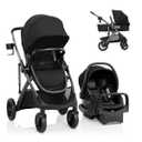 Evenflo Pivot Suite Modular Travel System with LiteMax Infant Car Seat, Dunloe Black