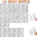 YEAJON 1.5 Inch Letter Stencils and Numbers, 36 Pcs Alphabet Art Craft Stencils, Reusable Plastic Templates for Wood, Wall, Fabric, Rock, Signage, DIY Art Projects
