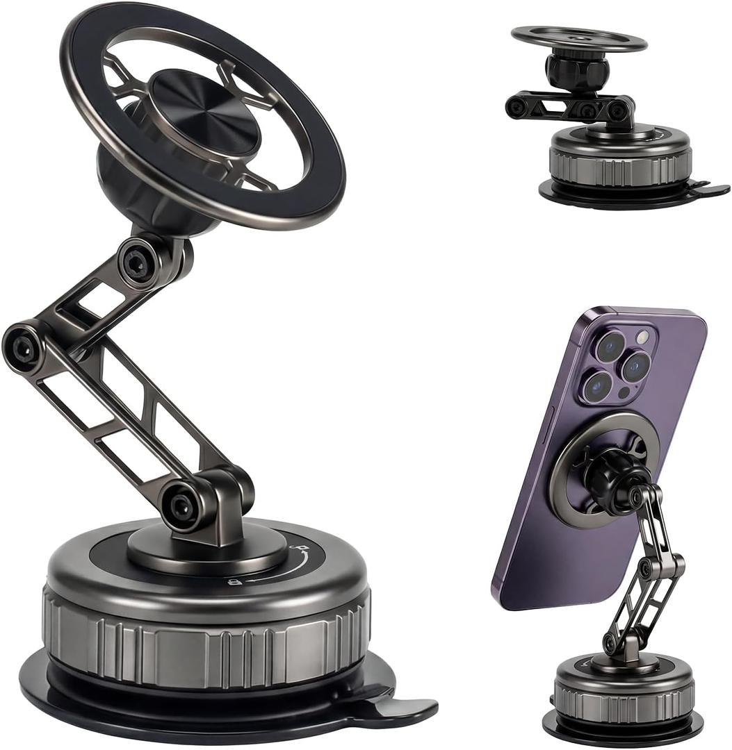 EdenseeLake Magsafe Car Phone Holder, 360 Adjustable Car Phone Mount, Strong Magnetic Vacuum Suction Cup Phone Holders for Your Car, 17 Pro Max 16 15 14 13 12 Air Plus
