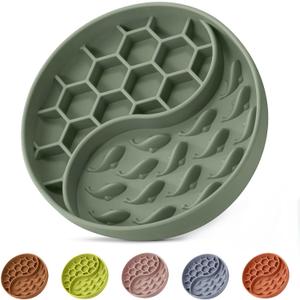 Slow Feeder Dog Bowls, Silicone Pet Food Bowls with Suction Cups, Non-Slip Dog Feeding Slow Down Pet Eating Speed for Fast Eaters, Anxiety Relief & Fun Added (Green)