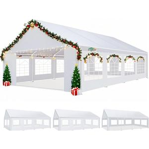 COBIZI 20x30 Party Tent Heavy Duty Waterproof Outdoor Gazebo White Event Shelter Wedding Canopy for Parties BBQ Commercial with Removable Sidewall Windows, Powder Coating (Better Than Galvanized)