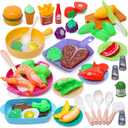 Kids Play Kitchen Toy Accessories, Toddler Pretend Cooking Playset with Toys Cookware and Utensils, Toys Food for Cutting Play, Kids Cooking Set Education Learning Gift for Boys Girls