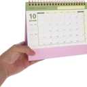 NUOBESTY Desk Calendar 2026 Small Office Desk Calendar 18 Month Standing Flip Monthly Planner for Home School Pink 19x16.5cm