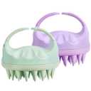 HEETA Scalp Massager with Soft Silicone Bristles for Hair Growth, Dandruff Removal, and Scalp Relaxation - Shampoo Brush for Wet or Dry Hair (Green & Purple)