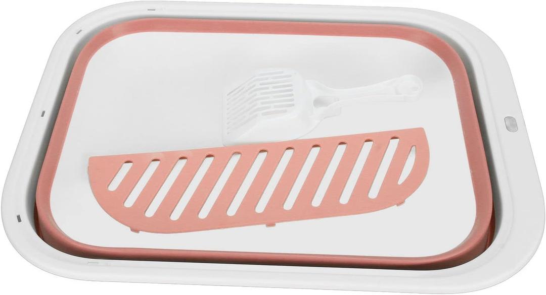 Cat Litter Box Semi Enclosed Easy Cleaning Splash Proof Foldable Kitten Toilet for Indoor Cats Kittens Small Pets (Pink) Cat Litter Box Semi Enclosed Easy Cleaning Splash Proof Foldable Kitten Toilet for Indoor Cats Kittens Small Pets (Pink)