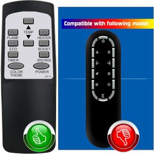 Replacement Remote Control for Dimplex Electric Fireplace RBF30 6909780100 RBF30WC 6909780200 RBF36 6909790100 RBF36WC 6909790300 RBF36P 6909790200 RBF36PWC 6909790400 RBF42 6909800100