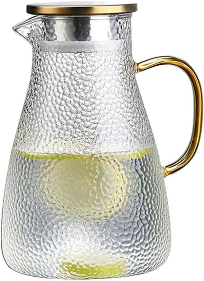 2L/68oz Water Pitcher Glass Pitcher with Lid and Handle, Heat/Cold Resistant Borosilicate Glass Water Carafe for Coffee, Lemonade, Iced Tea,Beverage, Water Glass Jug