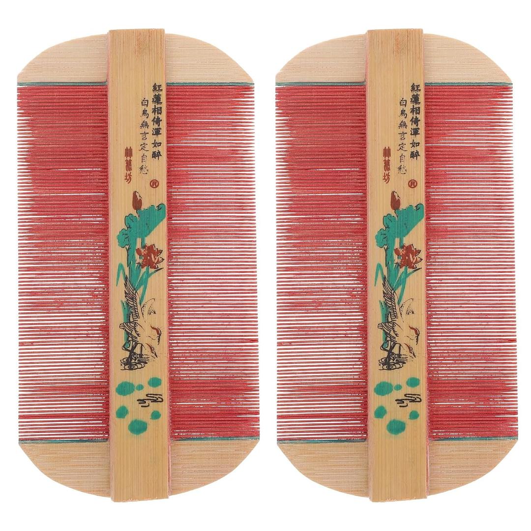 2Pcs Combs Nit Combs Wallet Remover Wooden Hair Massage Double-Side for Men Women