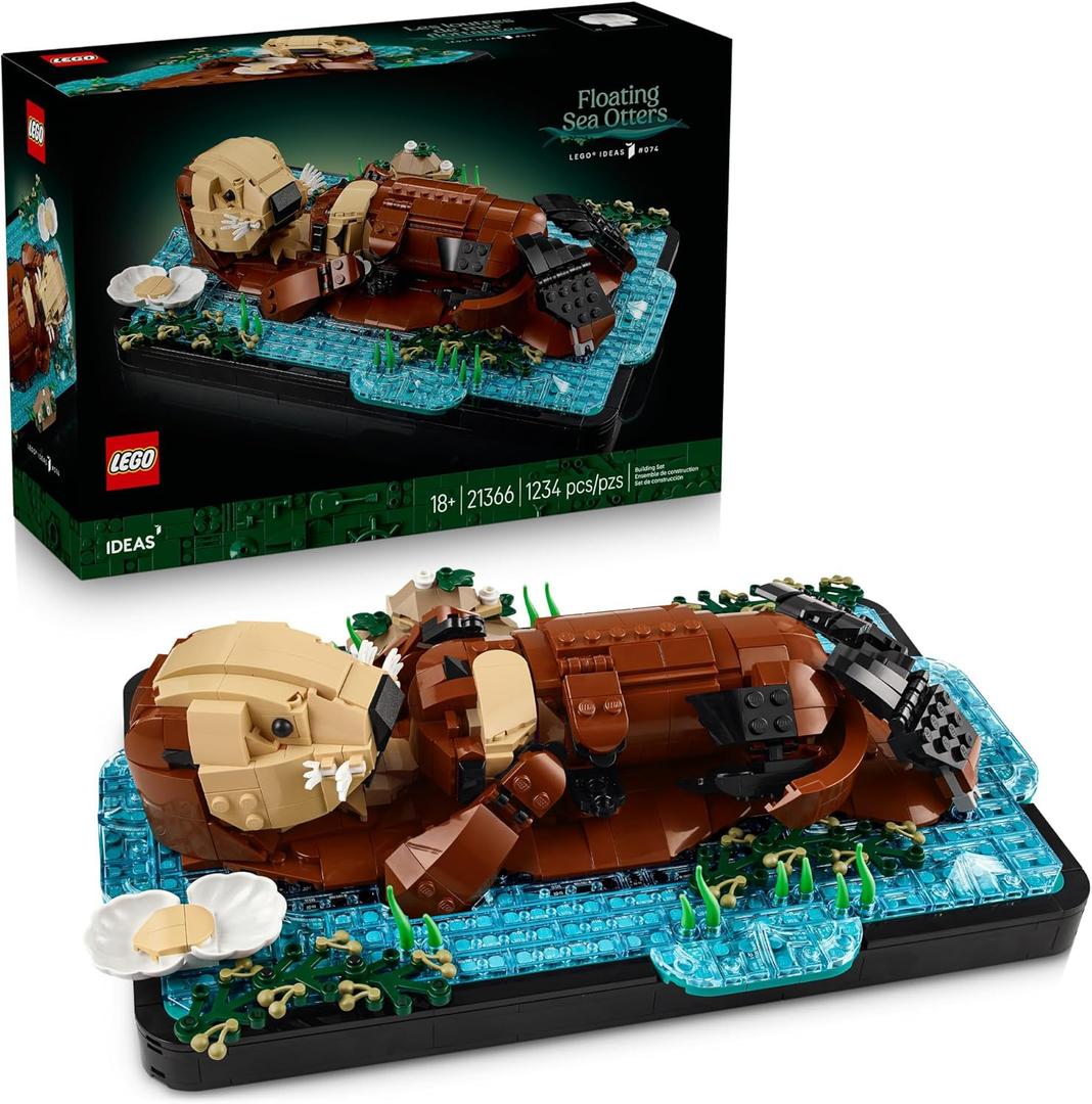 LEGO Ideas Floating Sea Otters Building Sets for Adults - Room or Office Decor for Women & Men, Ages 18+ - Gift Ideas for Birthday - 21366
