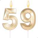 Large 2.76inch Gold Number 59 Candle, 59th Birthday Decorations for Men Women, 59th Birthday Candle for 59 Year Old Birthday Anniversary for Him Her