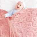 Yurhap Fleece Baby Blanket Heart Checkered Blanket, Ultra Soft Cozy Baby Blankets for Girls Boys, Fluffy Infant Toddler Newborn Receiving Blankets for Crib Stroller 30x40 (Dark Pink)