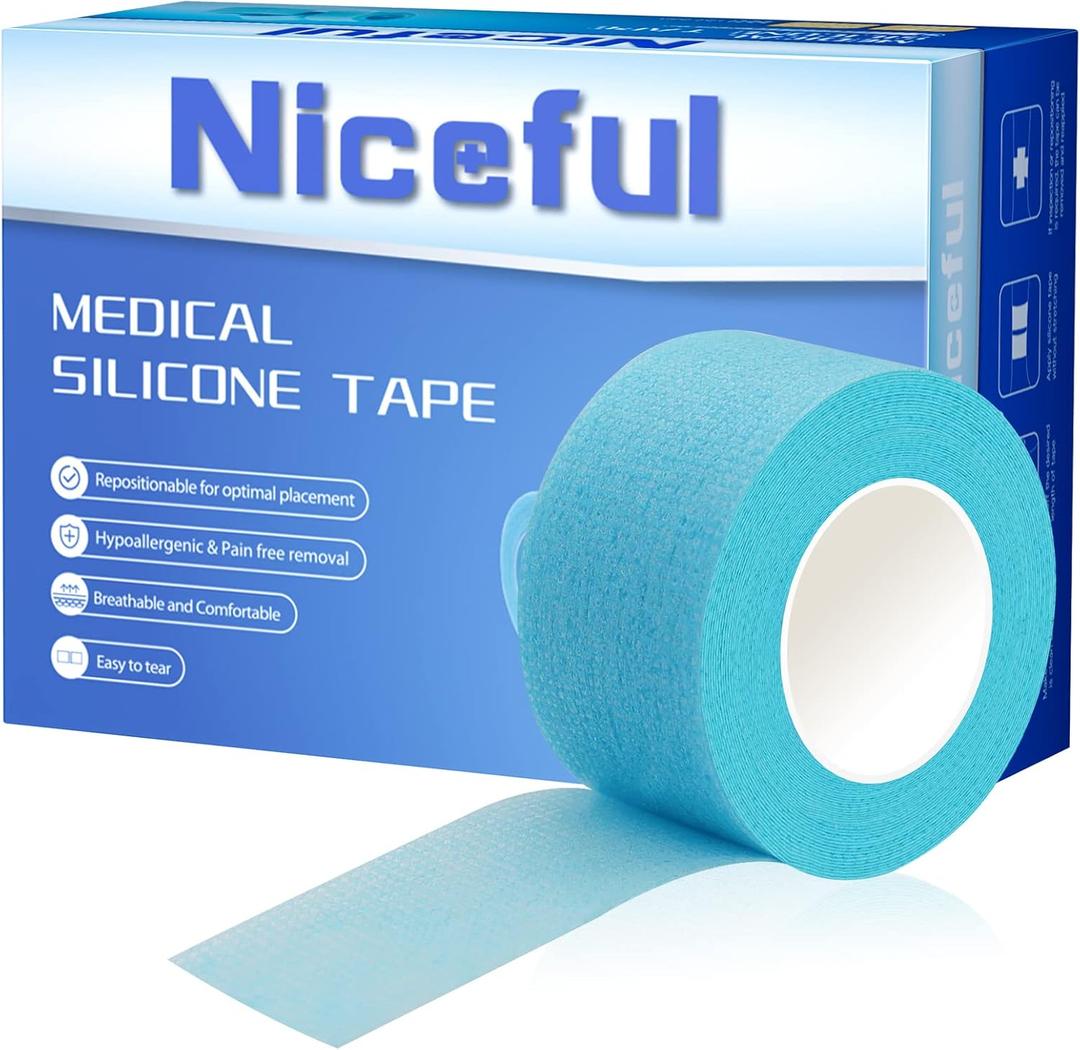 4 Rolls Silicone Sensitive Skin Tape 1"x 4 Yard, Repositionable Medical Tape for Waterproof, Easy to Remove, Blue Lash Tape Non-Woven Silicone Roll Tape for Wound Care 4 Rolls Silicone Sensitive Skin Tape 1"x 4 Yard, Repositionable Medical Tape for Waterproof, Easy to Remove, Blue Lash Tape Non-Woven Silicone Roll Tape for Wound Care