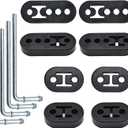 Rubber Exhaust Hanger,2 Holes and 4 Holes Adjustable Muffler Hanger(0.47" Hole Diameter),90Bend Universal Weld in Place Exhaust Hanger Rod (12 PCS)
