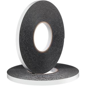 Tatuo 2 Rolls Double Sided Foam Tape 1/2 Inch by 50 Feet Black PE Foam Tape Sponge Soft Mounting Adhesive for DIY Craft Picture Poster Hanging