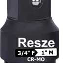 Impact Socket Adapter and Reducer,3/4""to 1"" Drive Socket Adapter, Square Adapter Breaker Bar Wrench Conversion Kit Mechanic tools, Black, Resze-BB341