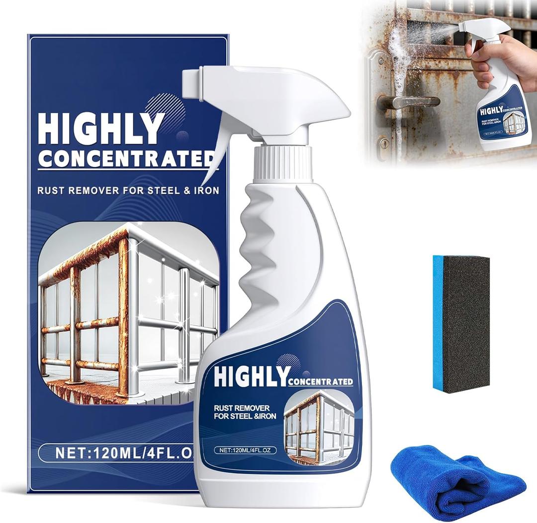 Rust Remover Spray for Metal, Powerful Rust Remover Heavy Duty Metal Cleaner, Multipurpose Rust Stain Remover for Metal,for Automotive Parts, Tools, Stainless Steel, Fast Acting Rust