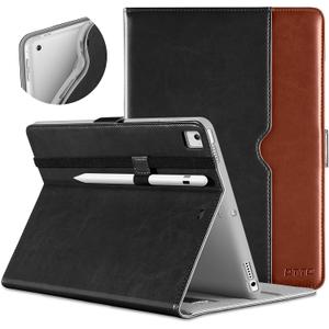 DTTO for iPad 9.7 Inch 5th/6th Generation 2018/2017 Case with Apple Pencil Holder, Premium Leather Folio Stand Cover Case for Apple iPad 9.7 inch, Also Fit iPad Pro 9.7/Air 2/Air - Black Brown