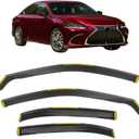Fit 2019-2025 Lexus ES250 ES300h ES350 in Channel Window Visors Black 4PCS | IKON MOTORSPORTS, Injection PC, Rain Guards, Side Window Wind Deflectors, Improve Circulation, Impact Resistant, Waterproof