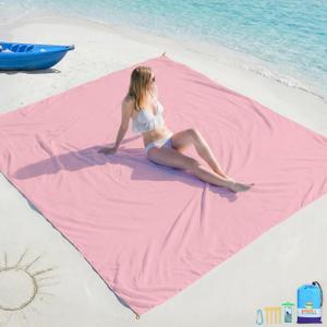 BYDOLL Beach Blanket Waterproof Sandproof Large Sand Free,78''X81''/10'X9' Oversized Sandless Lightweight Blanket Picnic Mat for Beach Travel Camping Hiking with Stakes