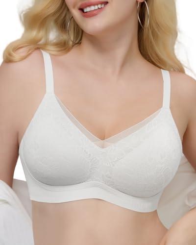 As Fairy No Underwire Sheer Mesh V-Neck Bra Lace Soft Support Comfort Bra for Women Everyday T-Shirt Bralette