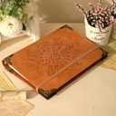 TIEFOSSI A5 Binder 6 Ring Notebook for Women Men, Hardcover PU Leather Journal, Compass Vintage Journal, College Ruled Notebooks for School, Planner, Travel, Work, Organizer (C-Light Brown)