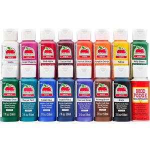 Apple Barrel Fall Colors Kit, 16 Piece Set Includes 15 Acrylic Craft Paints and 1 Mod Podge Gloss, 96426, 2 Fl Oz