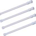 4 Pack Tension Rods, 28-48 Inches Adjustable Spring Steel Cupboard Bars Tension Curtain Rod shower Rod Closet Rod Tensions Rod Extendable Width White