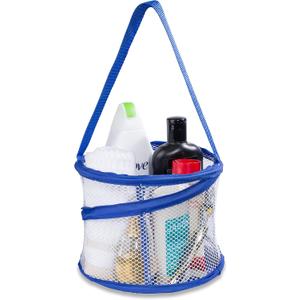 Handy Laundry Foldable Shower Caddy - Collapsible, Portable, Drainage Hole, Carry Handle, Large Compartments. Great Organizer for Camp, Travel, Gym, and Dorm (Blue) (Small)