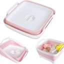 GIMWA Collapsible Wash Basin for Baby Bottles - 2.4 Gallons Portable Wash Bin for RV Camping Sink, Space-Saving Dish Tub (Pink)
