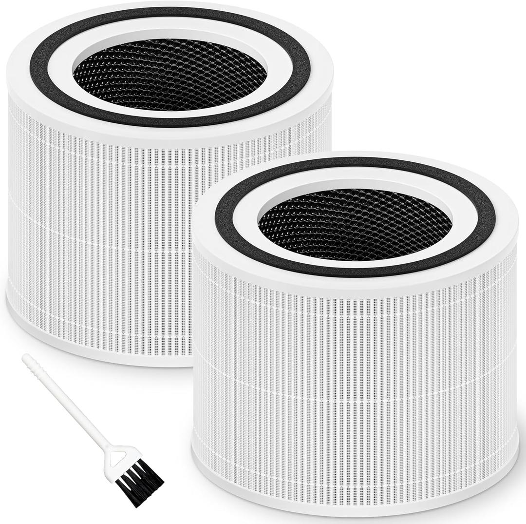 Funmit Core 300 Replacement Filter for LEVOIT Core 300, Core 300S and Core 300-P Air Purifier, 3-in-1 H13 True HEPA Filter Replacement, Compared to Part # Core 300-RF, 2 Pack, White