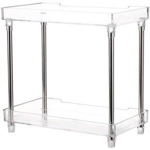 Bathroom Organizer Countertop, 2-Tier Vanity Tray Corner Shelf for Makeup Cosmetic Perfume Skincare Bathroom Supplies and More, Multi-Functional Acrylic Organizer in Vanity Dresser Bathroom