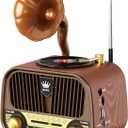 PRUNUS J-190 Portable Radio AM FM SW Bluetooth, for Dad and Mom, Retro Radios Vintage Small Transistor Radio with Best Sound, USB Rechargeable, Rotary Knob Great, Gifts for Seniors