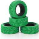 1/10 RC On-Road Car Tyres, 65mm Rubber RC Tire for 1/10 HSP Tamiya HPI Kyosho RC On Road Run-flating Car (Green)