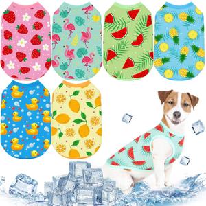 Abbylike 6 Pack Summer Shirts for Dog, Stretchy Dog T Shirts, Cooling Quick Dry Lightweight Pet Sleeveless, Breathable Cats Puppy Vest, Tank Top for Pet Hunting Training Hiking Camping(M)