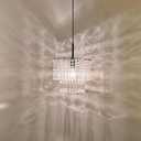 3 Pack 1 Light Hanging Modern Kitchen Island Square 8" Crystal Shade Pendant Light Fixture,Black Finish for Bar,Dining Room,Corridor,Living Room Over Sink