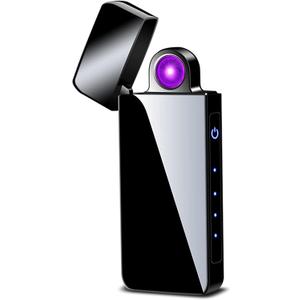 Spinning Arc Plasma Lighter - USB Rechargeable Electric Lighter with LED Display, Pocket- Size Design for Camping, Candles, Outdoor (ICY Black)