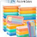 Mr. Pen- Plastic Pencil Case Box Bulk, 24 Pack, Large Crayon Marker Pen Organizer, Plastic Bead Organizing Container with Snap-Tight Lids, Clear Stackable Craft Storage Boxes, School Supplies