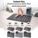 AUDRILO Diatomaceous Stone Bath Mat, Foldable Stone Bath Mats, Quick Drying Bathroom Pad, Super Absorbent & Quick Dry Shower Mat, New Apartment Essential & Housewarming Gift - 23.8 x 15.8 - Grey