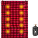 Heated Sleeping Bag pad, Heated Sleeping Bag Liner, 5 Heating Zones, Multi USB Power Supported, Operated by Battery Power Bank or Other USB Power Supply, Compact Bag Included. (Red Flannel-double)