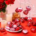 Wenqik 60 Pcs Valentines Day Heart Ornaments Red Pink Conversation Hearts Tree Hanging Decorations Valentines Baubles Romantic Love You Kiss Me Decor for Wedding Anniversary Decorations
