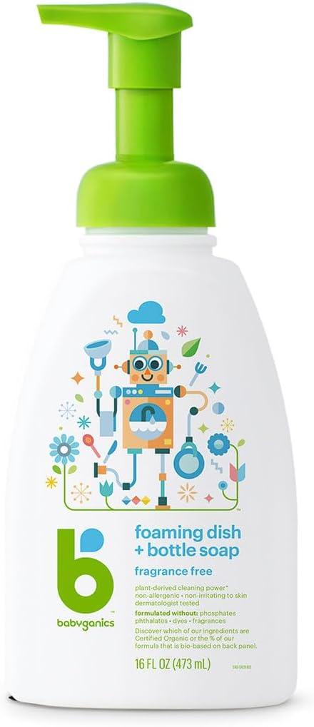 Babyganics Foaming Dish Soap, Pump Bottle, Fragrance Free, 16 oz.