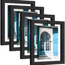 eletecpro 8x10 Floating Picture Frames Set of 4, Real Double Glass Picture Frames for Wall Mount, Vertical or Horizontal Display Multi-Size Photos and Artworks up to 8x10 Inches, Home Decor, Black