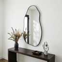 Matte Black 30x16.5 Inch Irregular Organic Freeform Wall Mirror